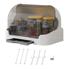Baby Bottle Drying Rack with Lid, Dustproof Storage Box with Removable Water Tray for Home Use