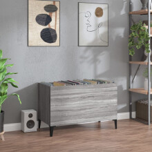 Berkfield Record Cabinet Grey Sonoma 74.5x38x48 cm Engineered Wood