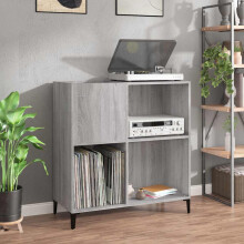 Berkfield Record Cabinet Grey Sonoma 84.5x38x89 cm Engineered Wood