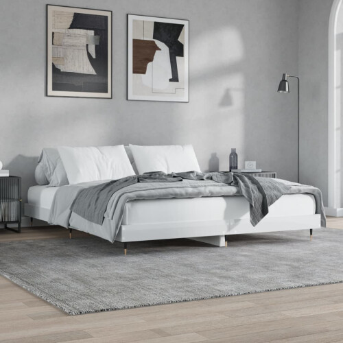 Berkfield Bed Frame without Mattress High Gloss White 200x200 cm