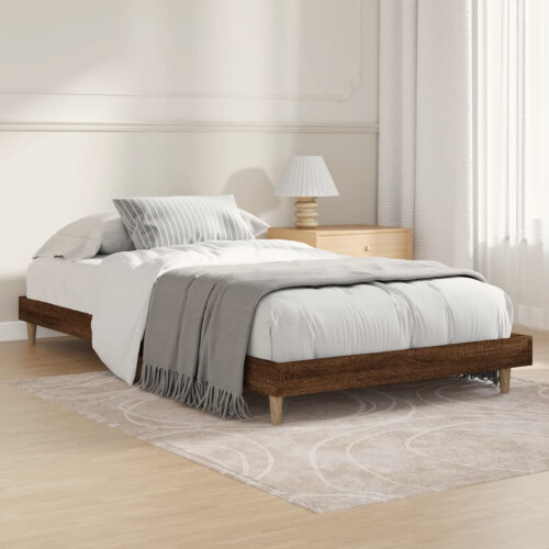 Berkfield Bed Frame without Mattress Brown Oak 90x200 cm Engineered Wood