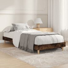 Berkfield Bed Frame without Mattress Smoked Oak 75x190 cm Small Single Engineered Wood