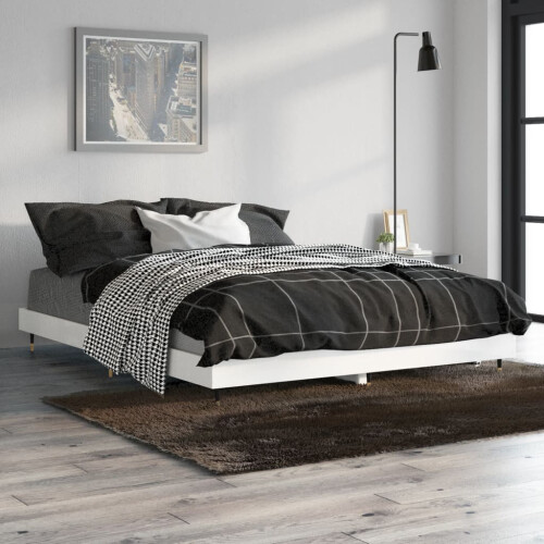 Berkfield Bed Frame without Mattress High Gloss White 140x190 cm