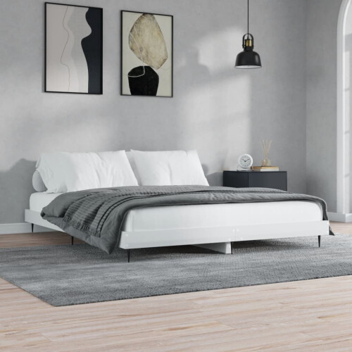 Berkfield Bed Frame without Mattress High Gloss White 200x200 cm