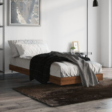 Berkfield Bed Frame without Mattress Brown Oak 75x190 cm Small Single Engineered Wood