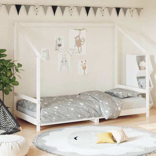 Berkfield Kids Bed Frame White 90x200 cm Solid Wood Pine