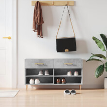 Berkfield Shoe Bench Concrete Grey 102x35x55 cm Engineered Wood