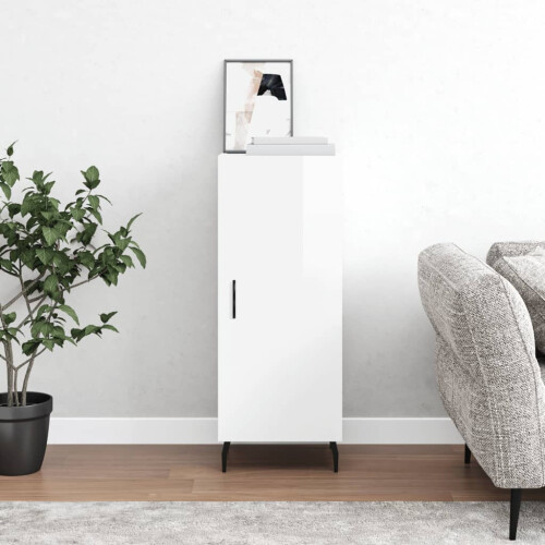 Berkfield Sideboard High Gloss White 34.5x34x90 cm Engineered Wood