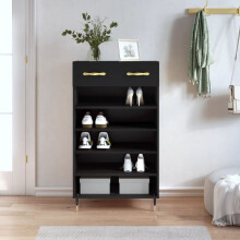 Berkfield Shoe Cabinet Black 60x35x105 cm Engineered Wood