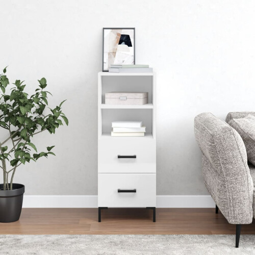 Berkfield Sideboard High Gloss White 34.5x34x90 cm Engineered Wood