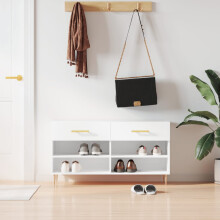 Berkfield Shoe Bench High Gloss White 102x35x55 cm Engineered Wood