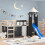 Berkfield Curtains for Loft Bed with Tower White and Black Polyester 1