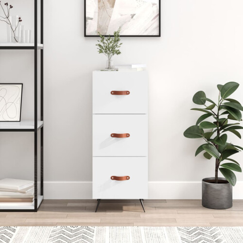 Berkfield Sideboard High Gloss White 34.5x34x90 cm Engineered Wood