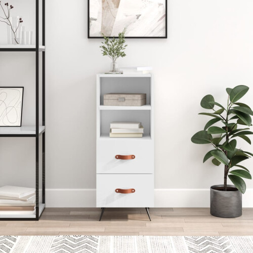 Berkfield Sideboard High Gloss White 34.5x34x90 cm Engineered Wood