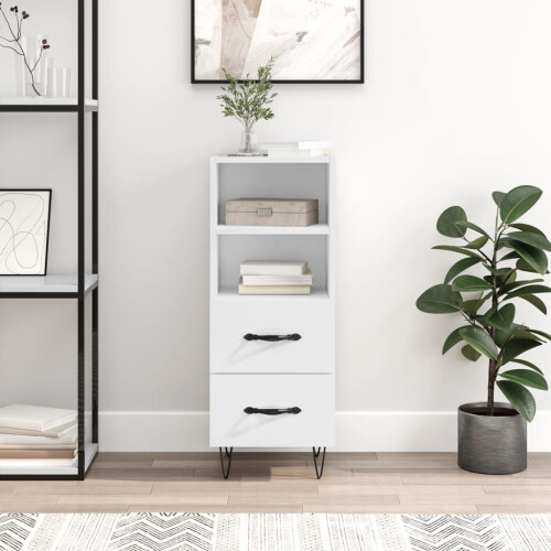 Berkfield Sideboard High Gloss White 34.5x34x90 cm Engineered Wood