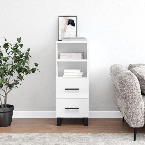 Berkfield Sideboard High Gloss White 34.5x34x90 cm Engineered Wood