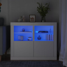 Berkfield Side Cabinets with LED Lights 2 pcs White Engineered Wood