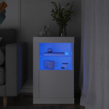 Berkfield Side Cabinet with LED Lights White Engineered Wood