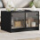 Berkfield Coffee Table with Glass Doors Black 68x50x42 cm 1
