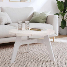 Berkfield Table Top Round White ò70x3 cm Solid Wood Pine
