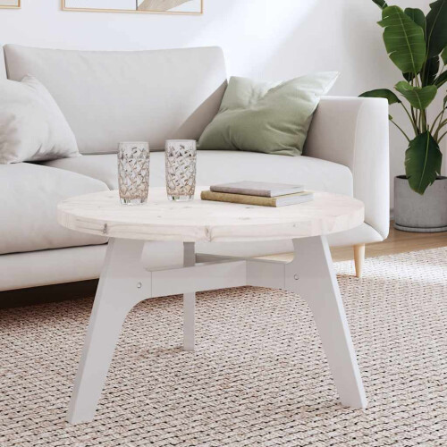 Berkfield Table Top Round White ò70x3 cm Solid Wood Pine