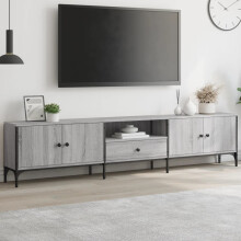 Berkfield TV Cabinet with Drawer Grey Sonoma 200x25x44 cm Engineered Wood