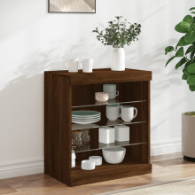 Berkfield Sideboard with LED Lights Brown Oak 60.5x37x67 cm