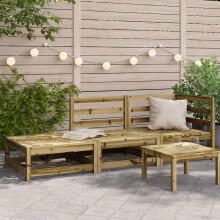 Berkfield Garden Sofa with Footstool 2-Seater Impregnated Wood Pine