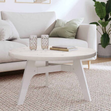 Berkfield Table Top Round White ò80x3 cm Solid Wood Pine