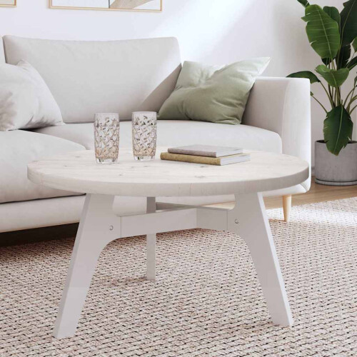 Berkfield Table Top Round White ò80x3 cm Solid Wood Pine