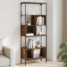 Berkfield Bookcase 5-Tier Smoked Oak 76x33x188.5 cm Engineered Wood