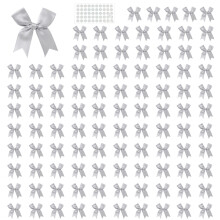 100Pcs Gift Wrapping Ribbon Bowknot 8cm Polyester Fabric-Gray