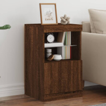 Berkfield Sideboard with LED Lights Brown Oak 41x37x67 cm