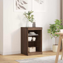 Berkfield Sideboard with LED Lights Brown Oak 41x37x67 cm