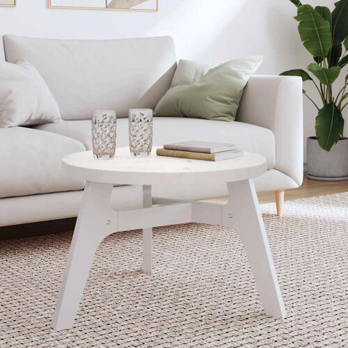 Berkfield Table Top Round White ò60x3 cm Solid Wood Pine