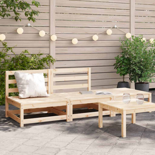 Berkfield Garden Sofa Armless with Footstool Solid Wood Pine