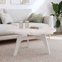 Berkfield Table Top Round White ò90x3 cm Solid Wood Pine