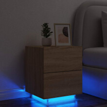 Berkfield Bedside Cabinet with LED Lights Sonoma Oak Engineered Wood
