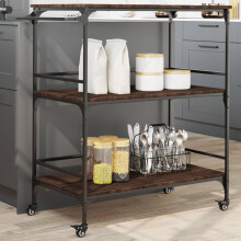 Berkfield Kitchen Trolley Brown Oak 100.5x50x105 cm Engineered Wood