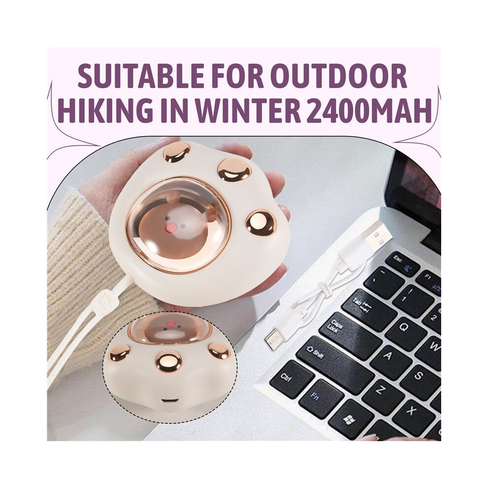 White Portable Hand Warmer 2400Mah Usb Charge Power Bank Rechargeable Hand Warmer For Winter Outdoor Hiking