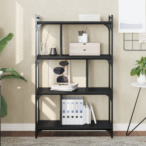 Berkfield Bookcase 4-Tier Black 76x32x123 cm Engineered Wood