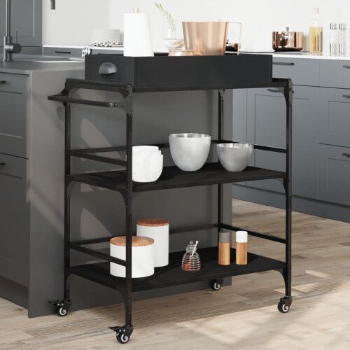 Berkfield Kitchen Trolley Black 81.5x41x92.5 cm Engineered Wood