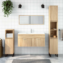 Berkfield Bathroom Cabinet with Mirror Sonoma Oak Engineered Wood