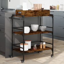 Berkfield Kitchen Trolley Smoked Oak 81.5x41x92.5 cm Engineered Wood