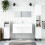 Berkfield Bathroom Cabinet with Mirror High Gloss White Engineered Wood 1