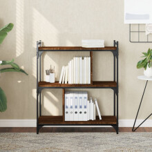 Berkfield Bookcase 3-Tier Brown Oak 76x32x88 cm Engineered Wood