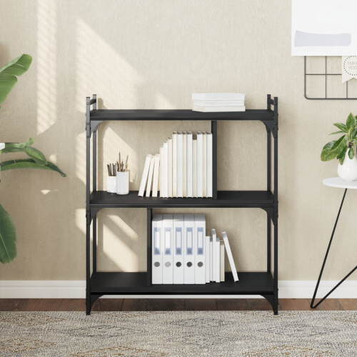 Berkfield Bookcase 3-Tier Black 76x32x88 cm Engineered Wood