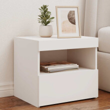 Berkfield Bedside Cabinets with LED Lights 2 pcs White 50x40x45 cm