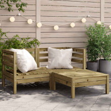 Berkfield Garden Sofa 2-Seater with Footstool Impregnated Wood Pine
