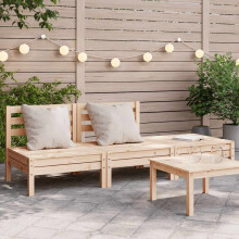 Berkfield Garden Sofa 3-Seater Solid Wood Pine